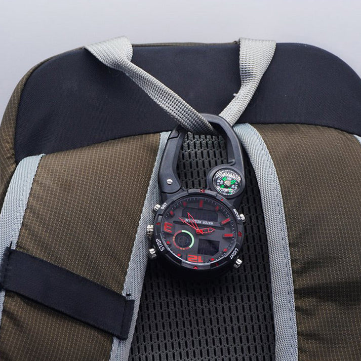 Round Screen Outdoor Carabiner Watch with Compass