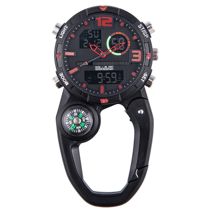 Round Screen Outdoor Carabiner Watch with Compass